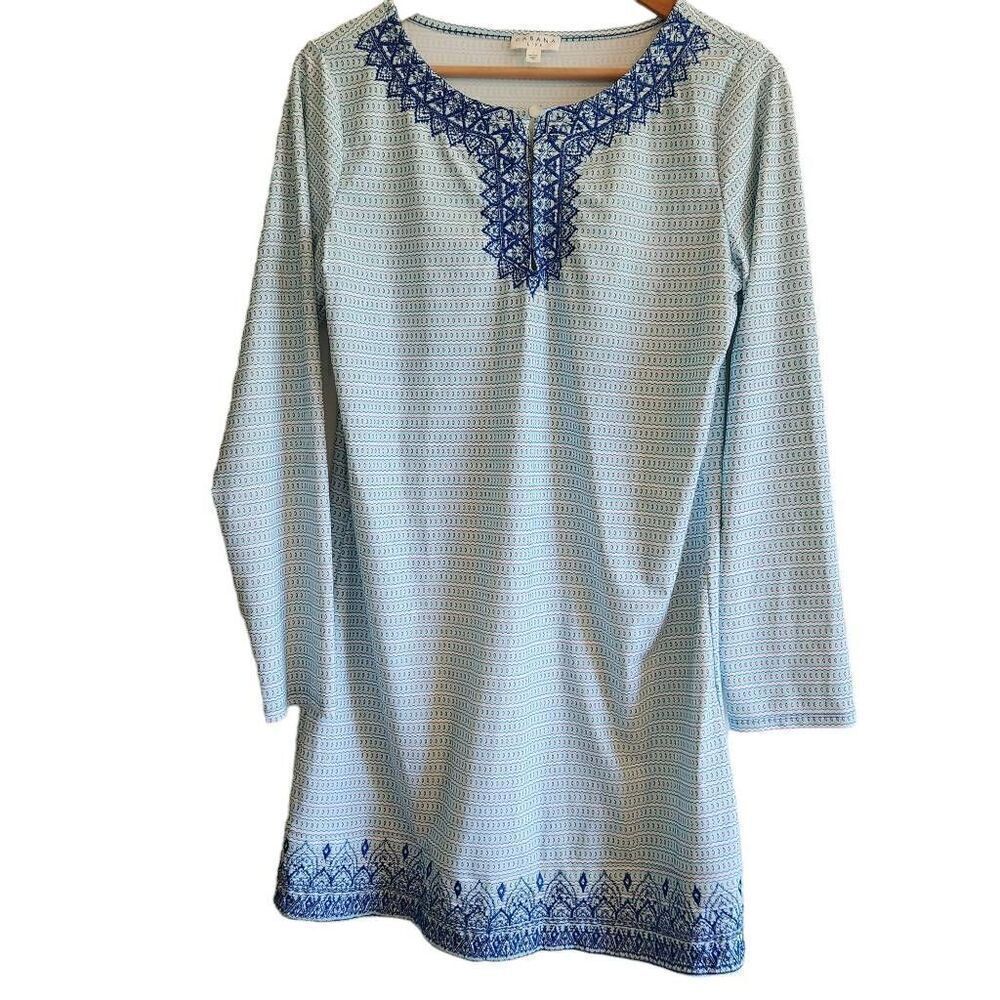 Cabana Life Dress Womens Large Swim Cover Up Tunic Blue 50 +UPF Protection Swim